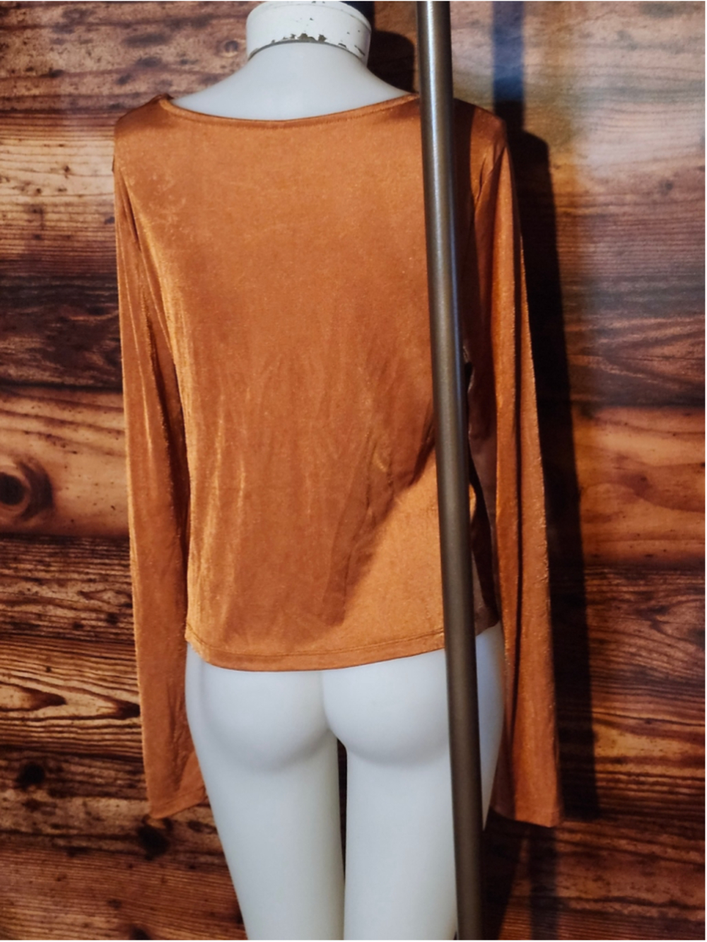 Women's Anthropologie Long Sleeve Ruched Top, Copper M - Picture 3 of 5